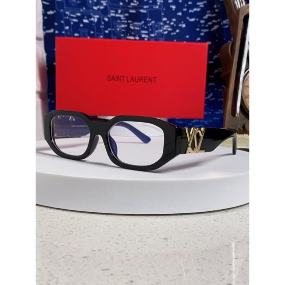 Saint Laurent Black Rectangular Sunglasses with Gold YSL Logo